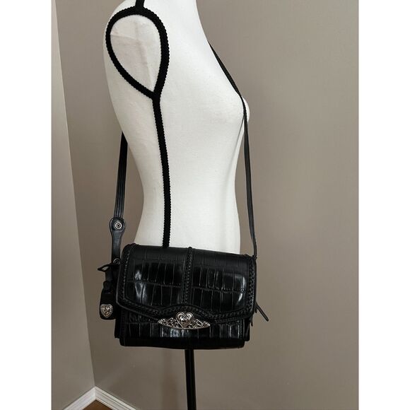 M.C. (Marc Chantal) black faux alligator skin crossbody organizer - Picture 1 of 10
